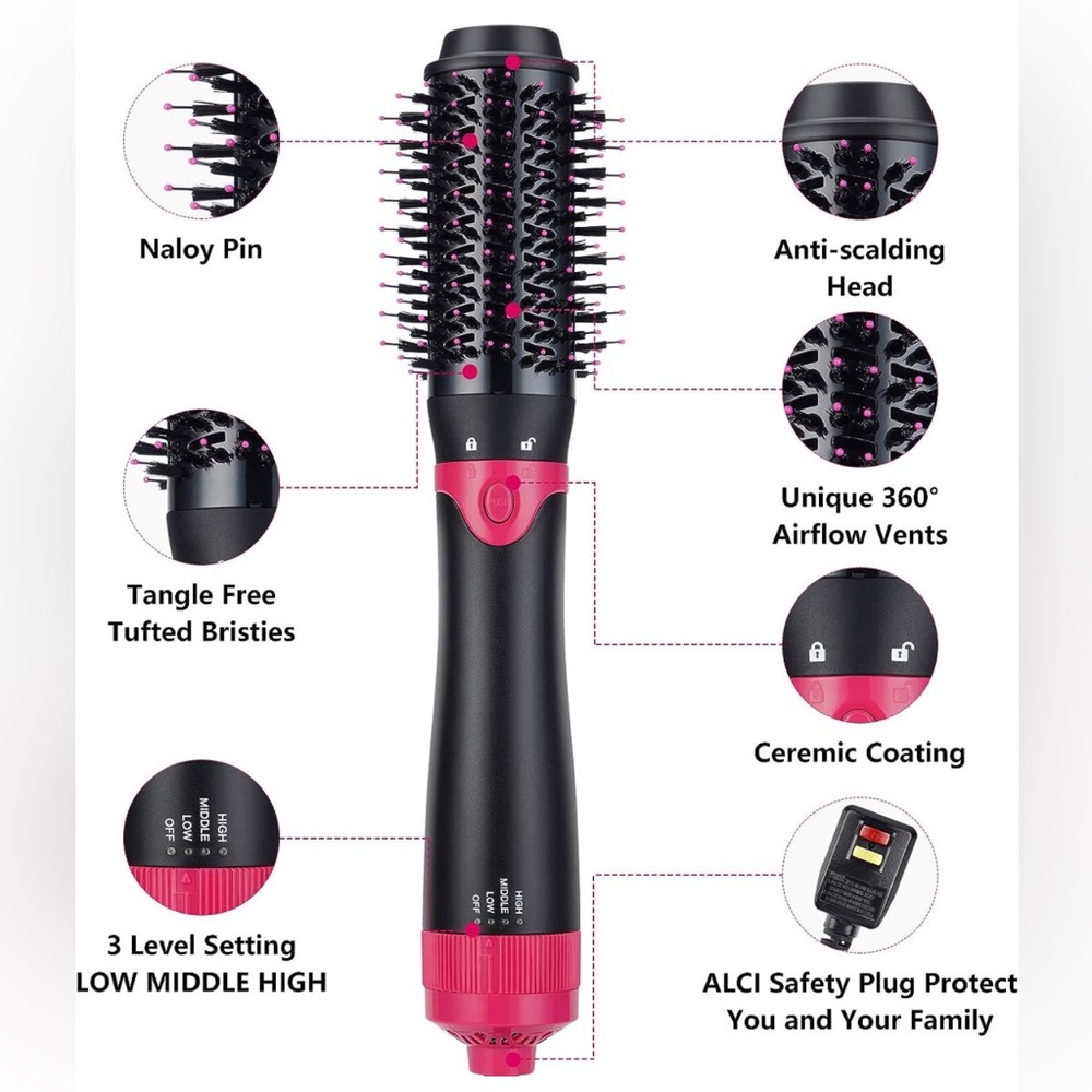 NIB Interchangeable Hair Dryer Brush - Picture 6 of 8